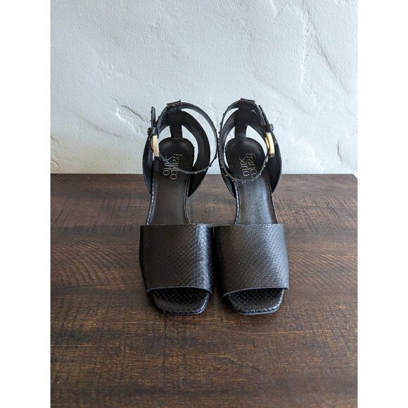 Franco Sarto Black Leather Pepita Heeled Sandals - Size 8 - Picture 3 of 8